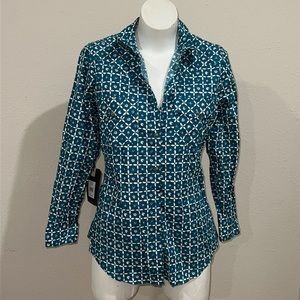 Rank 45 teal patterned western shirt nwt